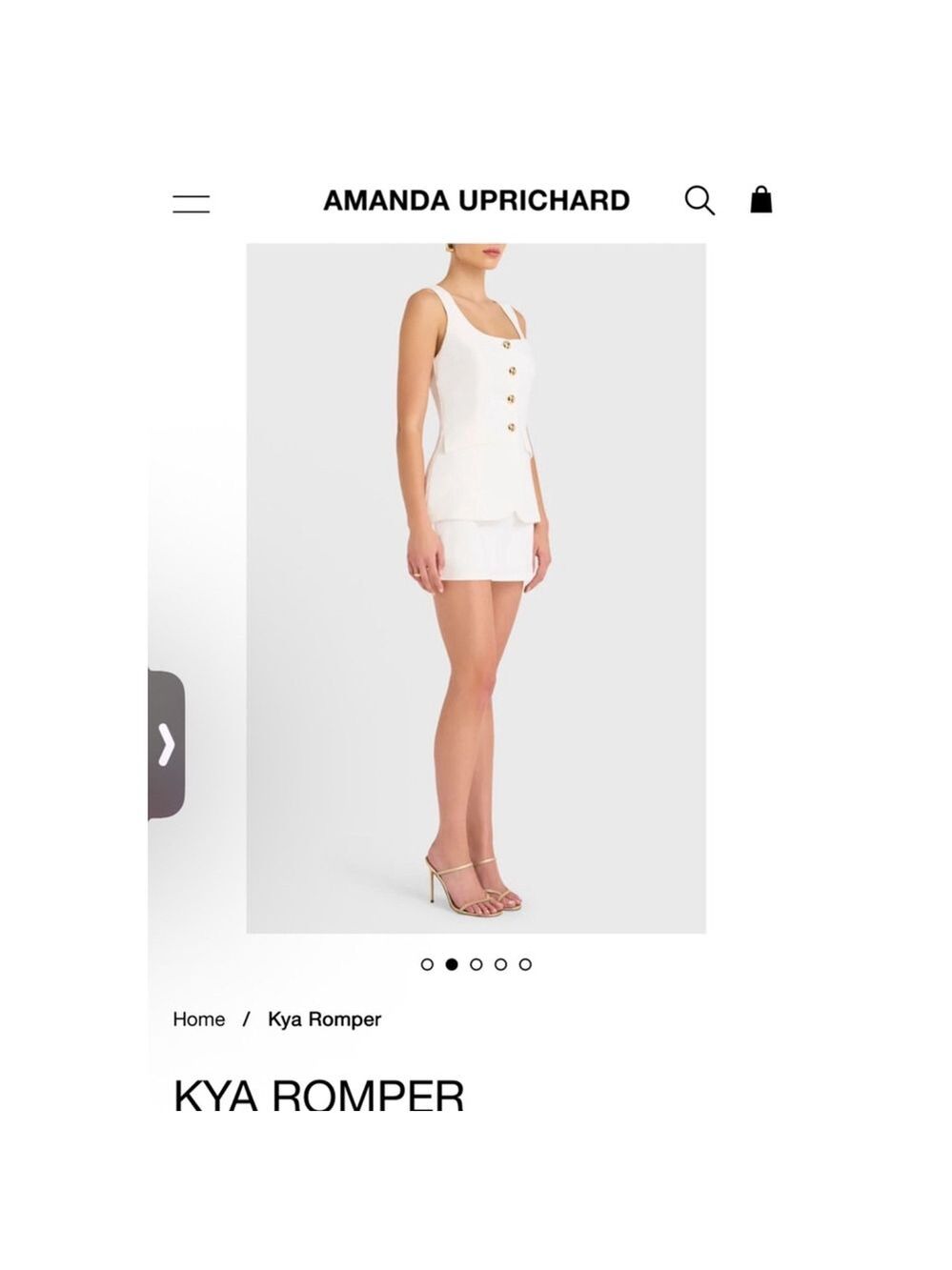 NWT Amanda Uprichard White Kya Romper Size S - Picture 4 of 5